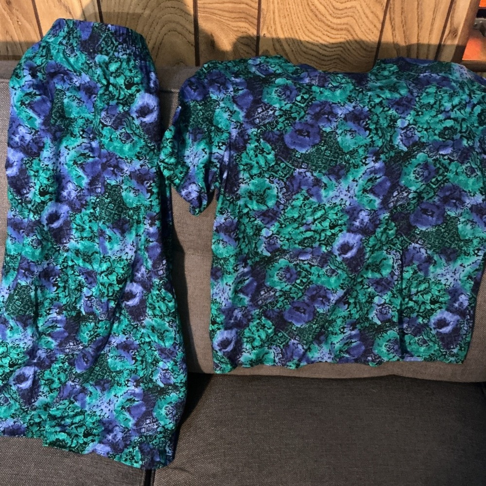 Y2K Norton McNaughton Midi Skirt 2 Piece Rayon Floral Tropical Size 10 & 12 Peti